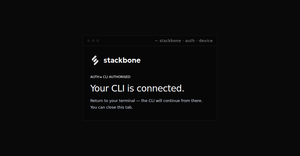 The browser page confirming 