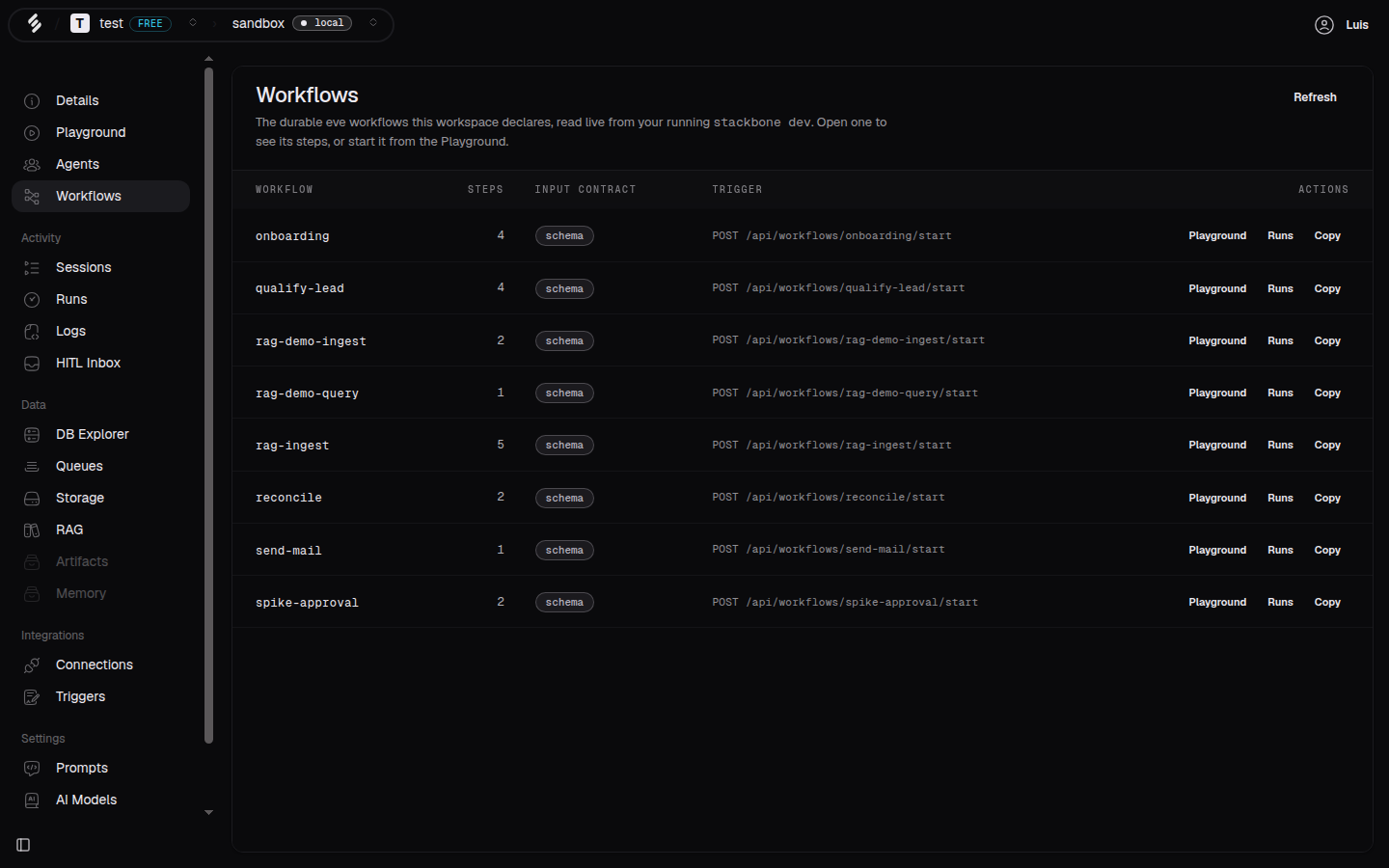 The Catalog in Studio, showing the new workflow next to the agent.